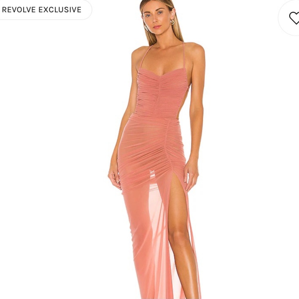 NWT! Michael Costello x revolve mauve/ blush / pink/ sheer mesh gown